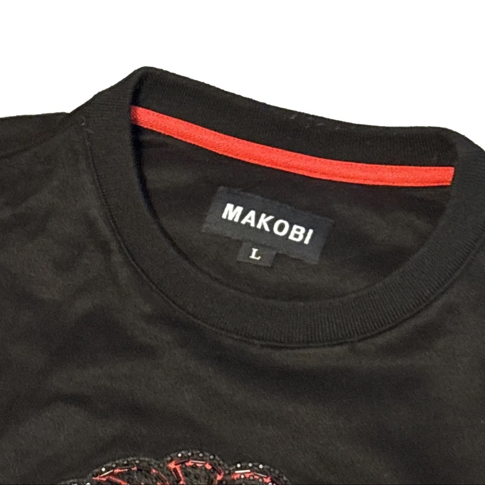 Makobi jeans USA men’s Soft studded lion Side Zip Heavy Sweatshirt y2k Sz LARGE - Picture 4 of 12